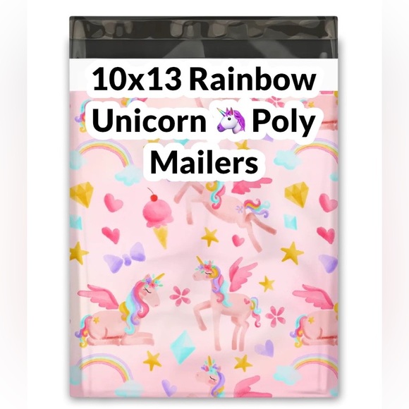 Rainbow 🌈 Unicorn 🦄 Poly Mailers 10x13 Pack of 25 - Picture 6 of 6